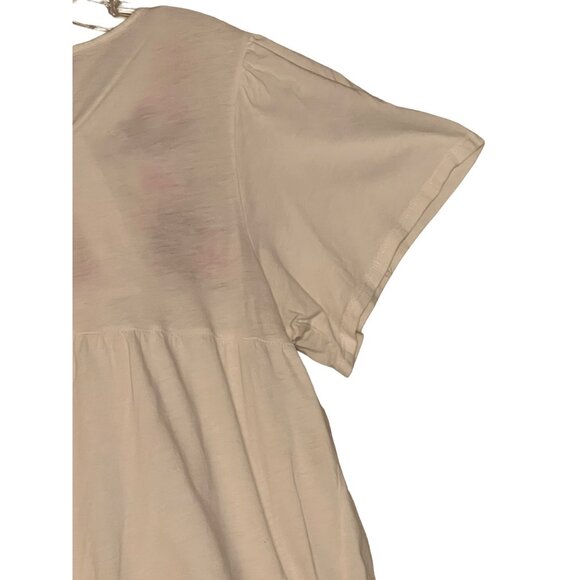 Cupio Embroidered Boho Top With Floral Design Size XL White Peasant Short Sleeve - Picture 9 of 16